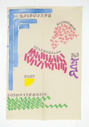 Giorgio Griffa, 'Canone aureo 286,' 2017. Acrylic on canvas. Courtesy Archivio Giorgio Griffa and Casey Kaplan, New York