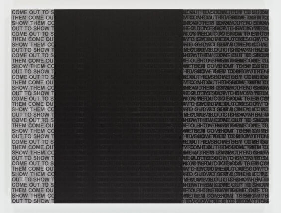 Post-War & Contemporary Art Day Auction: Glenn Ligon, Come Out Study #19, 2015, oil stick, coal dust and gesso on canvas, 91.4 x 121.9cm