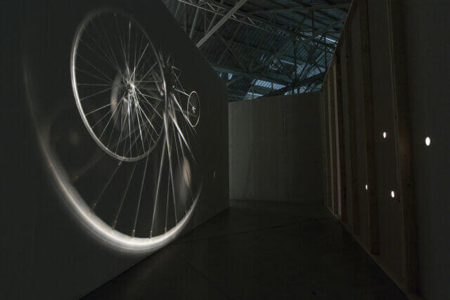 João Maria Gusmão + Pedro Paiva, Motion of Astronomical Bodies, 2010 Camera Obscura installation view of Papagaio at Fondazione HangarBicocca, Milan, 2014. Photo by Agostino Osio. Courtesy Fondazione Hangar Bicocca