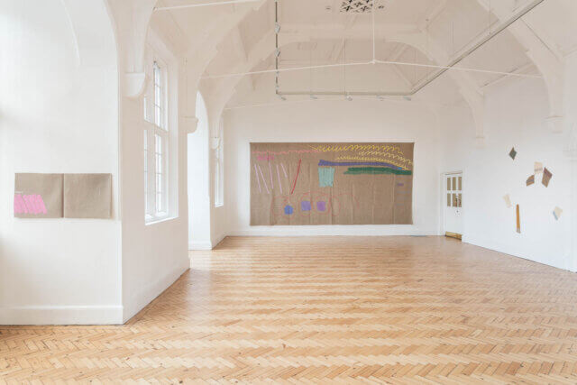 Installation view of Giorgio Griffa, 'A Continuous Becoming,' Camden Art Centre, 2018. Photo: Mark Blower