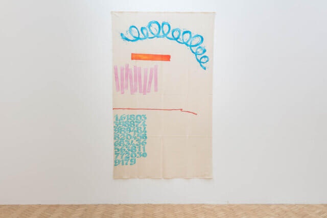 Installation view of Giorgio Griffa, 'A Continuous Becoming,' Camden Art Centre, 2018. Photo: Mark Blower