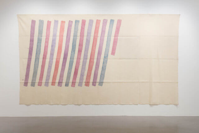 Installation view of Giorgio Griffa, 'A Continuous Becoming,' Camden Art Centre, 2018. Photo: Mark Blower