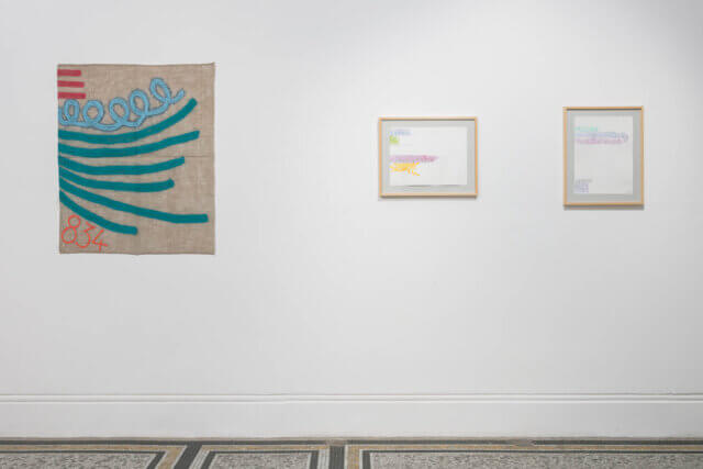 Installation view of Giorgio Griffa, 'A Continuous Becoming,' Camden Art Centre, 2018. Photo: Mark Blower