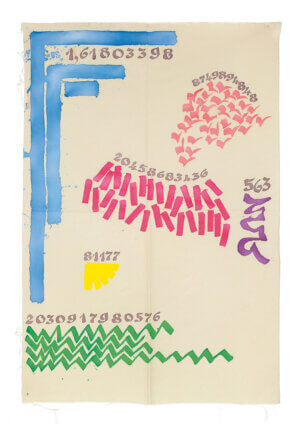 Installation view of Giorgio Griffa: A Continuous Becoming, Camden Art Centre, 2018. Photo: Mark Blower